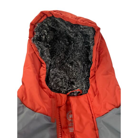 Wonder Nation Boys Orange Gray Full Zip-Up Puffer Jacket Coat Size Large 10-12 - Picture 7 of 9
